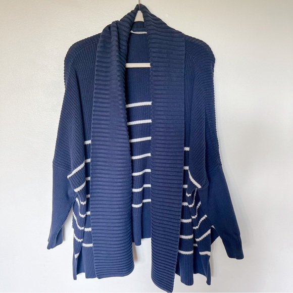 Athleta Peaceful Wrap StripeNavy Cardigan - Picture 2 of 7